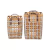 Home Decorators Collection Home Decorators Collection Square Galvanized Metal and Natural Bamboo Woven Decorative Basket with Handles (Set of 2)