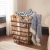 Home Decorators Collection Square Natural Bamboo and Leather Decorative Basket with Leather Handles