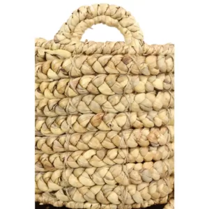 LITTON LANE Round Water Hyacinth and Metal Storage Wicker Baskets (Set of 4)