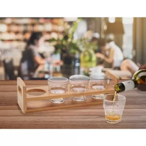 Mind Reader 13.25 in. W x 3.75 in. H x 3.88 in. L Brown Beer Serving Tray 4-Slots Glasses Included Rectangular Bamboo Flight Tray