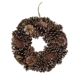 Northlight 13 in. Unlit Brown Assorted Pine Cone Wooden Christmas Wreath