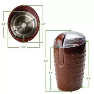 Ovente 2.5 oz. Brown One-Touch Electric Coffee Grinder with Transparent Easy Open Lid and Stainless Steel Blades