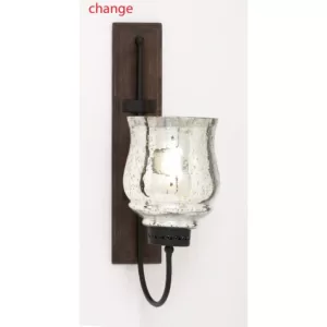 LITTON LANE 21 in. New Traditional Silver Flared Top Hurricane Candle Sconce