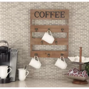 LITTON LANE 15 in. x 19 in. Traditional Wood and Metal "Coffee" Wall Hook
