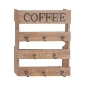 LITTON LANE 15 in. x 19 in. Traditional Wood and Metal "Coffee" Wall Hook