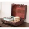 Vintiquewise Decorative Wooden Leather Suitcase
