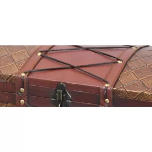 Vintiquewise 14 in. x 9 in. x 5.5 in Wooden Pirate Treasure Chest/Box with Faux Leather X