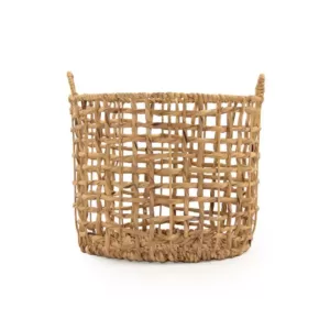 Zentique Round Handmade Wicker Sparsed Water Hyacinth Large Basket with Handles
