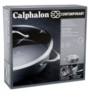Calphalon Contemporary 7 qt. Aluminum Nonstick Saute Pan in Black with Glass Lid