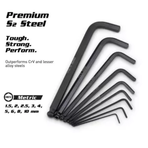 Capri Tools S2 Steel Metric Long Arm Ballpoint End Hex Key Wrench Set (9-Piece)
