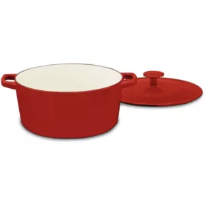Cuisinart Chef's Classic 3 qt. Oval Cast Iron Dutch Oven in Cardinal Red with Lid