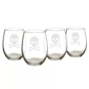 Cathy's Concepts Skull & Crossbones 21 oz. Stemless Wine Glasses (Set of 4)