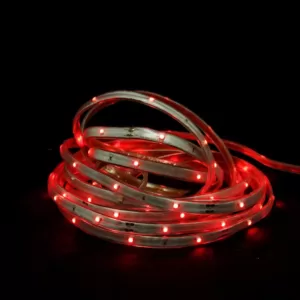CC Christmas Decor 18 ft. 72-Light Red LED Outdoor Christmas Linear Tape Lighting with White Finish