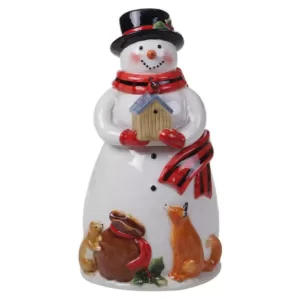 Certified International 72 oz. Magic Of Christmas Snowman Multicolored Earthenware Santa Cookie Jar