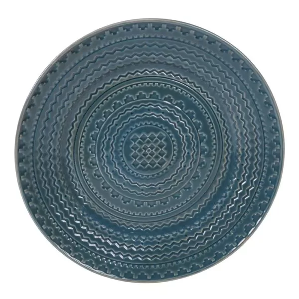Certified International 12.75 in. Multi-Colored Stoneware Aztec Teal Round Platter