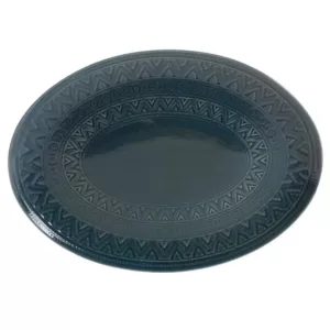 Certified International Multi-Colored 15.75 in. Aztec Teal Oval Platter