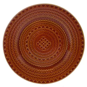 Certified International 12.75 in. Multi-Colored Stoneware Aztec Rust Round Platter