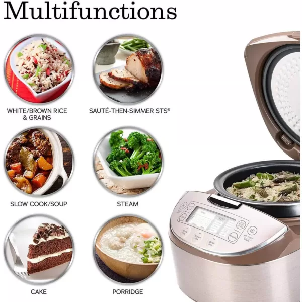 AROMA 4 Qt. Champagne Electric Multi-Cooker with Ceramic Pot
