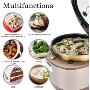 AROMA 5 Qt. Champagne Electric Multi-Cooker with Ceramic Pot