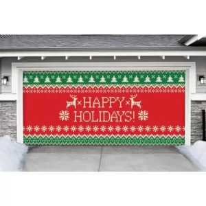 My Door Decor 7 ft. x 16 ft. Ugly Christmas Sweater Happy Holidays-Christmas Garage Door Decor Mural for Double Car Garage
