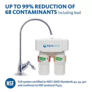 Aquasana 2-Stage Under Counter Water Filtration System with Chrome Finish Faucet