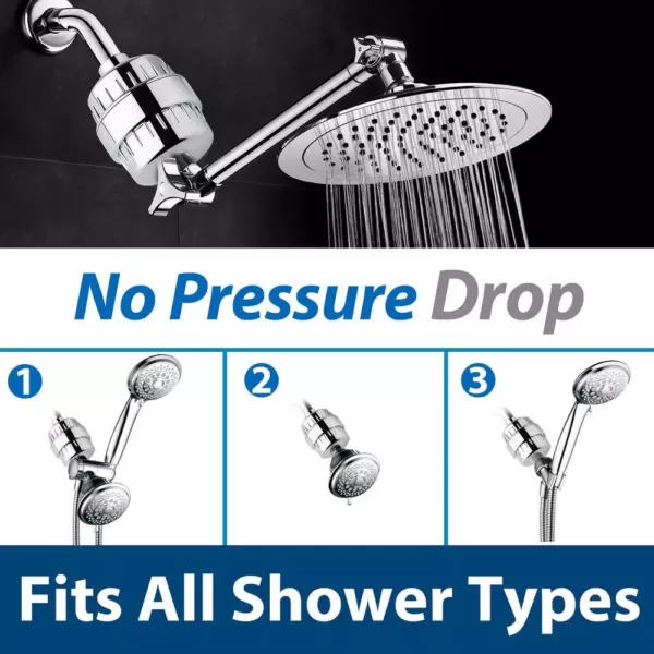 ISPRING 15-Stage High Output Universal Shower Filter Water Filtration System with Replaceable Cartridge in Chrome
