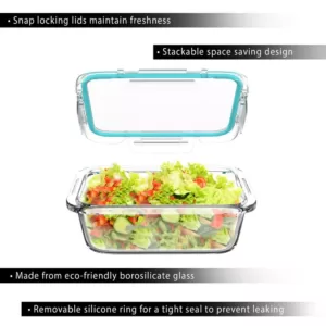 Classic Cuisine 10-Piece Glass Food Storage Containers with Snap Shut Lids