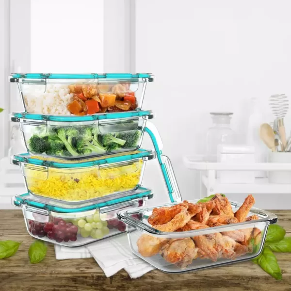 Classic Cuisine 10-Piece Glass Food Storage Containers with Snap Shut Lids