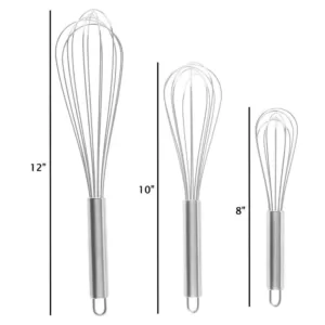 Classic Cuisine Stainless Steel Wire Whisk (Set of 3)