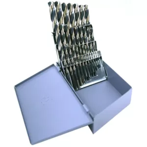 CLE-LINE 1879 High Speed Steel Black and Gold Heavy-Duty with 3/8 in. Shank 1/16 in. - 1/2 in. x 64 Bit Set (29-Piece)