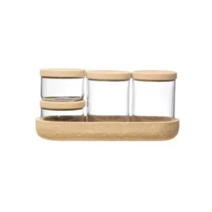 3R Studios 4-Piece Glass Containers with Cork Lids and Tray