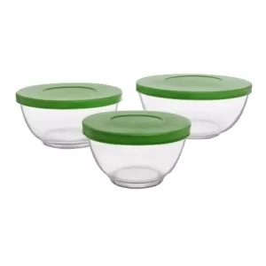 Libbey Baker's Basics Clear Glass Mixing Bowl with Lid (Set of 3)