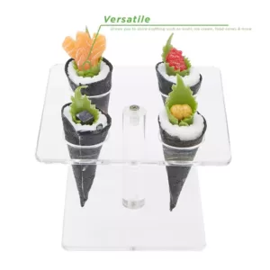 Mind Reader 6 in. W x 4 in. H x 6 in. L Square Clear Acrylic 4-Slot Ice Cream Cone Holder, Food Cone, Sushi Roll Serving Tray