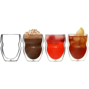 Ozeri Serafino Double Wall 8 oz. Beverage & Coffee Glasses - Set of 4 Insulated Drinking Glasses