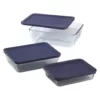 Pyrex Simply Store 6-Piece Rectangle Glass Storage Set with Blue Lids