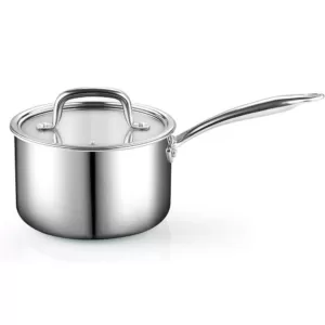 Cook N Home 3 qt. Tri-Ply Clad Stainless Steel Sauce Pan with Glass Lid