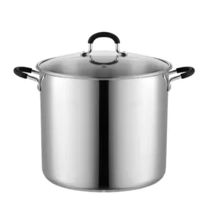 Cook N Home 12 qt. Stainless Steel Stock Pot in Black and Stainless Steel with Glass Lid