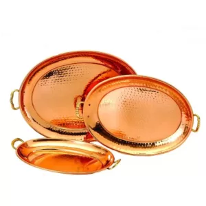 Old Dutch 17 in. x 13 in. Decor Copper Oval Trays (Set of 3)