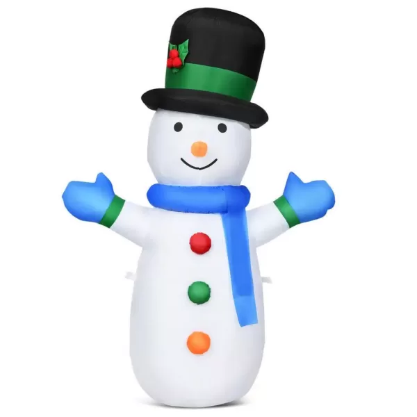 Costway 4 ft. Pre-lit LED Lights Christmas Snowman Christmas Inflatable with Strong Weather Resistance