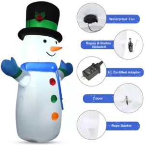 Costway 4  ft. Pre-lit LED Lights Christmas Snowman Christmas Inflatable with Strong Weather Resistance