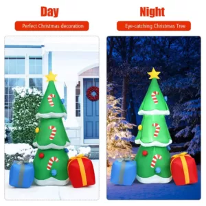 Costway 6 ft. Pre-lit LED Lights Christmas Tree with Gift Boxes Blow Up Christmas Inflatable with Zipper