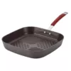 Rachael Ray Cucina 11 in. Hard-Anodized Aluminum Nonstick Grill Pan in Cranberry Red and Gray