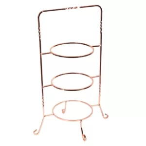 Creative Home 3-Tier Copper Plated Dessert Plate Rack, Cake Serving Tray, Fruit Presentation, Party Food Server Display