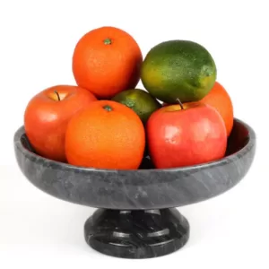 Creative Home Natural Black Marble Fruit Bowl on Pedestal