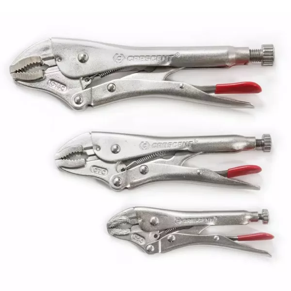 Crescent Curved Jaw Locking Pliers Set (3-Piece Per Pack)