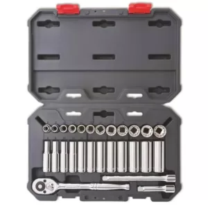 Crescent 3/8 in. Drive 6 and 12 Point Metric Standard and Deep Socket Wrench Tool Set (27-Piece)