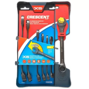 Crescent Ratcheting Open-End & Static Box-End, SAE Combination Wrench Set (7-Piece)