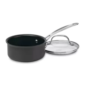 Cuisinart Chef's Classic 1 qt. Hard-Anodized Aluminum Nonstick Saute Pan in Black with Glass Lid