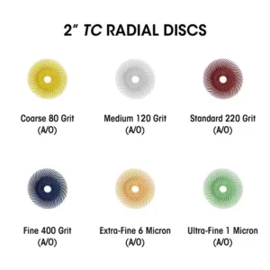 Dedeco Sunburst 1 in. Radial Discs - 1/8 in. Standard 220-Grit Arbor Rotary Cleaning and Polishing Tool (48-Pack)