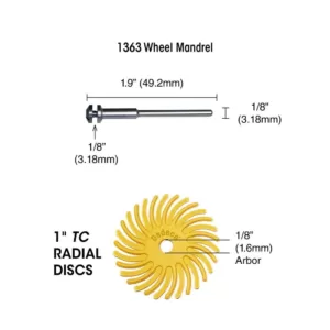 Dedeco Sunburst 7/8 in. Knife-Edge Radial Discs - 1/16 in. Fine 600-Grit (Pumice) Arbor Rotary Polishing Tool (12-Pack)